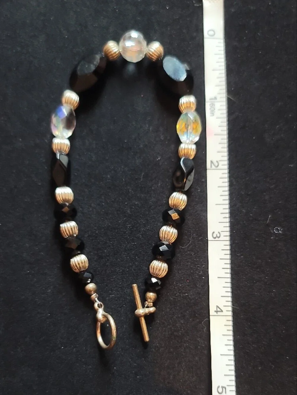 Black + AB Beaded Bracelet
